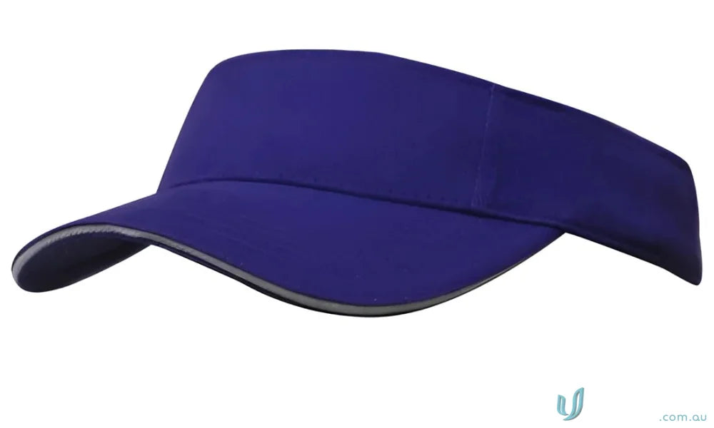 Purple sun visor with gray trim for uniforms and workwear from Brushed Heavy Cotton Visor