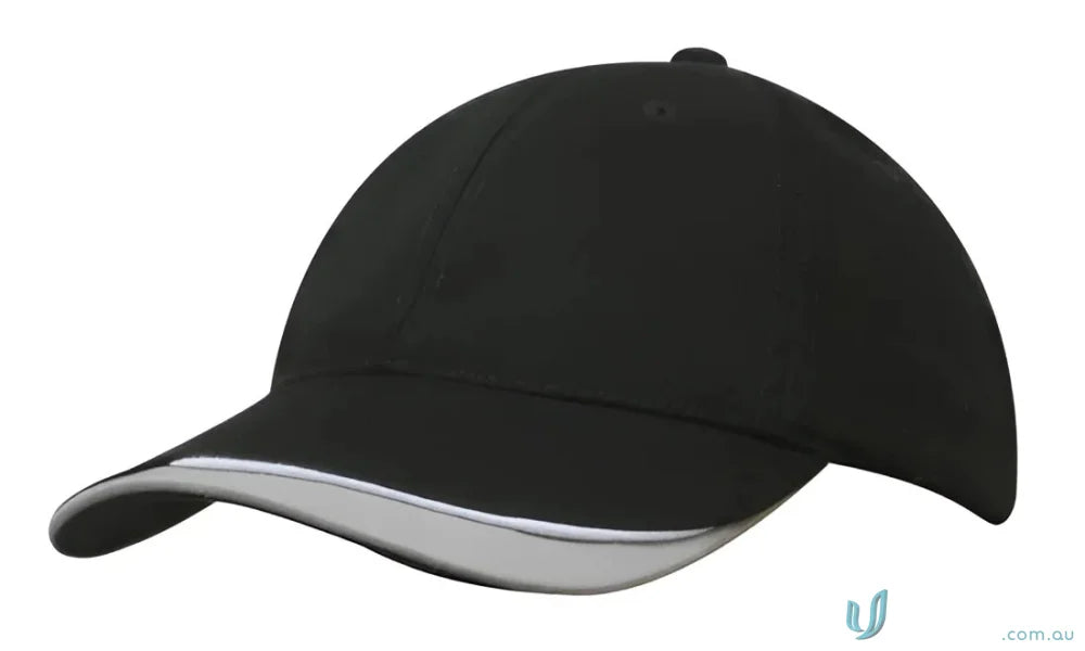 Black baseball cap with silver trim from high stock range, perfect for wide inch days