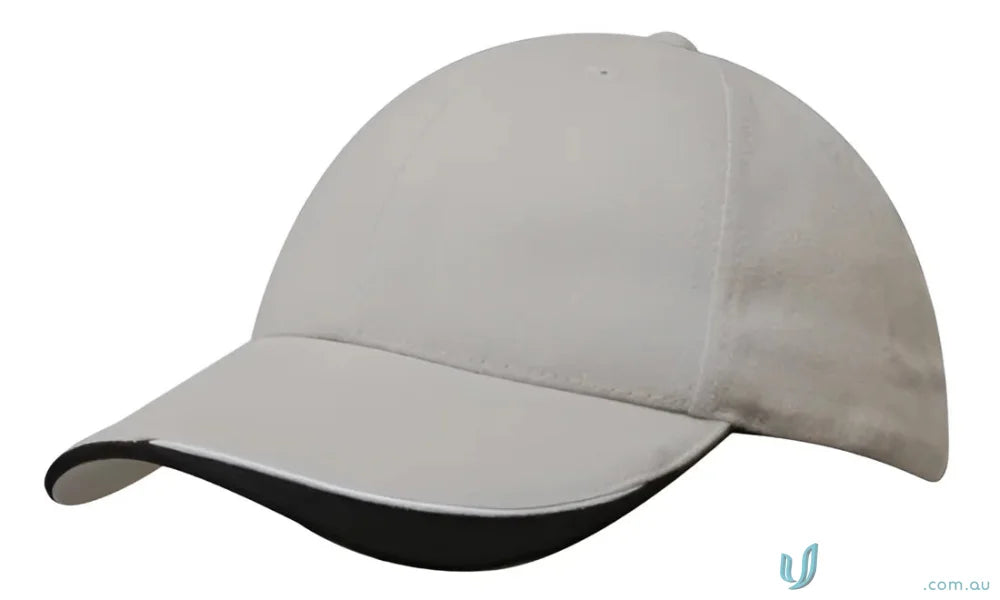 Gray baseball cap with black trim from Brushed Heavy Cotton high stock range