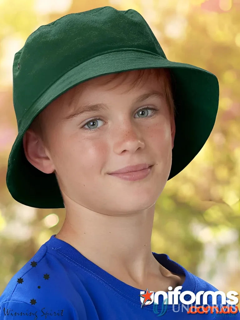 Green sun hat from Winning Spirit Bucket with heavy brushed cotton and CH29 soft washed finish