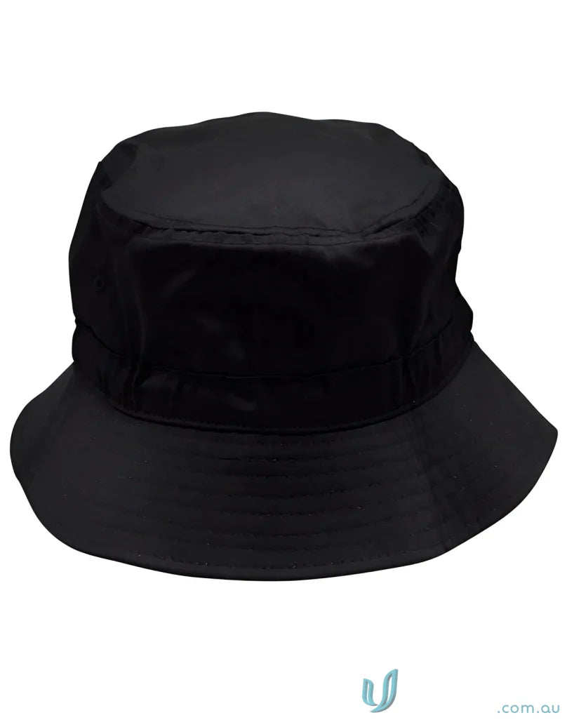 Black spirit bucket hat with sun protection soft brim in the winning spirit bucket collection