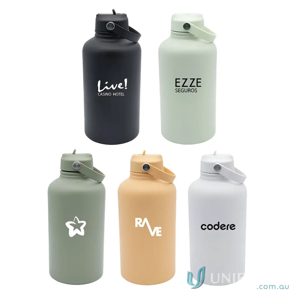 Assorted stainless steel insulated drink bottles from Byron 1.8L stylish hydration solution