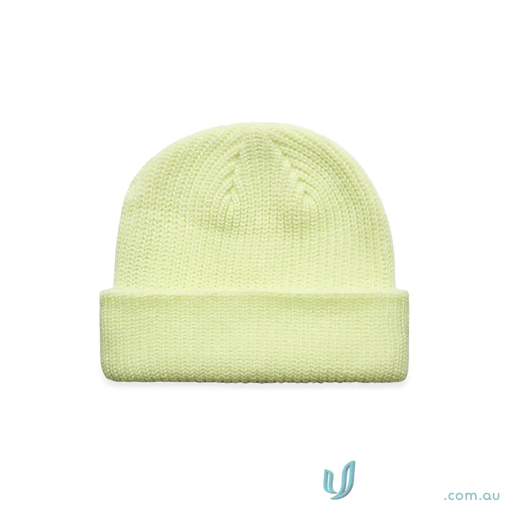 Light green AS Colour Cable Beanie with folded brim, fisherman style, fits all sizes