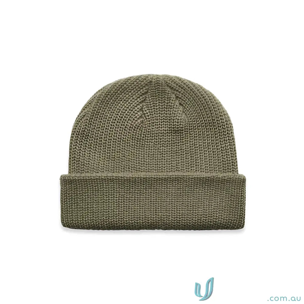Olive green knit cable beanie from AS Colour Cable Beanie 1120 mid-weight acrylic style