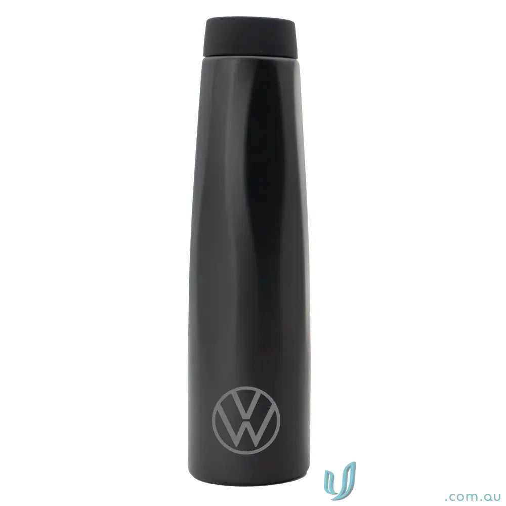 Black Volkswagen stainless steel Calypso 750ml water bottle with ergonomic handle