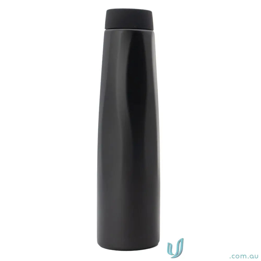 Sleek black stainless steel Calypso 750ml double walled vacuum bottle with ergonomic handle