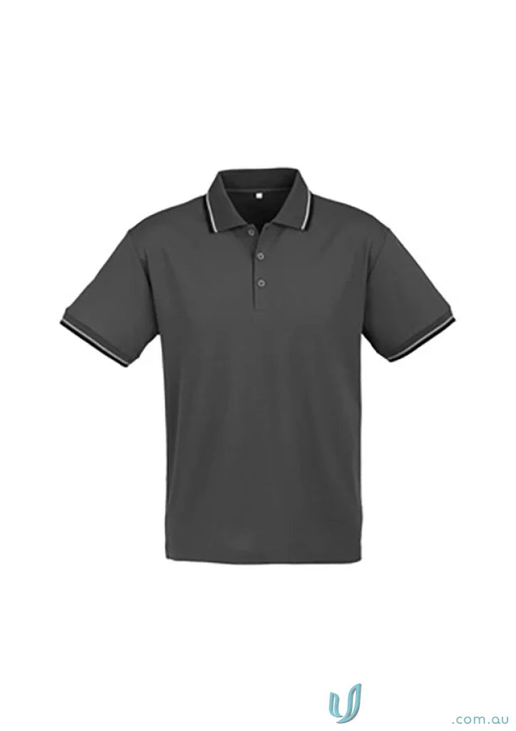 Cambridge Polo short sleeve biz collection men’s gray polo with white trim p227ms