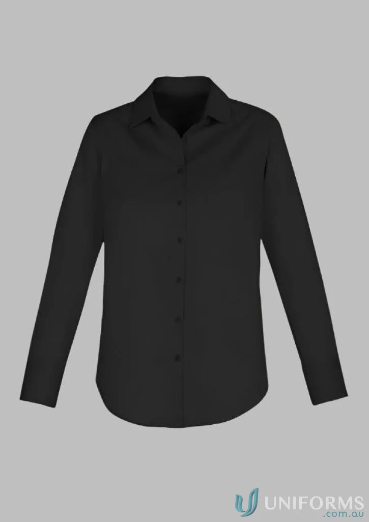 Women’s Camden Cotton Rich long sleeve shirt shown in Black, perfect for casual style