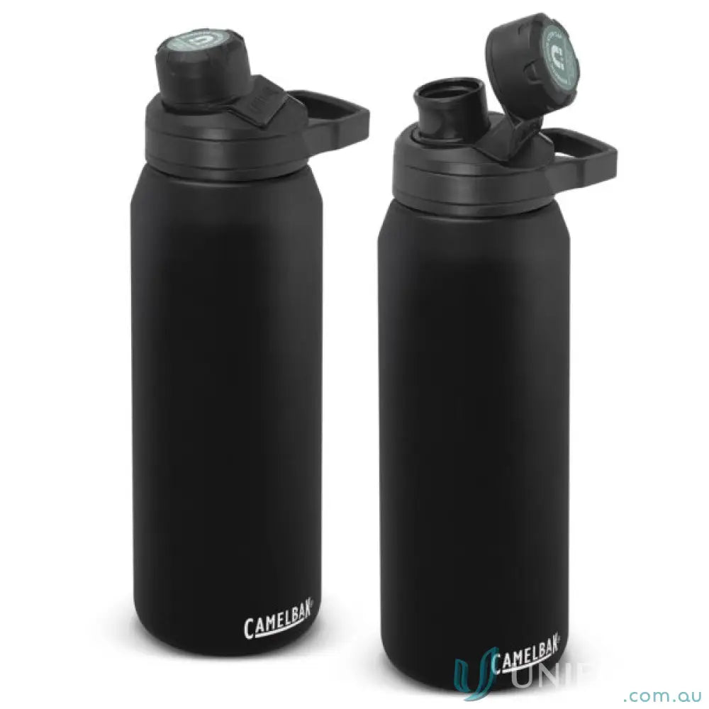 Two black CamelBak Chute Mag vacuum bottles with secure lids and double-wall insulation