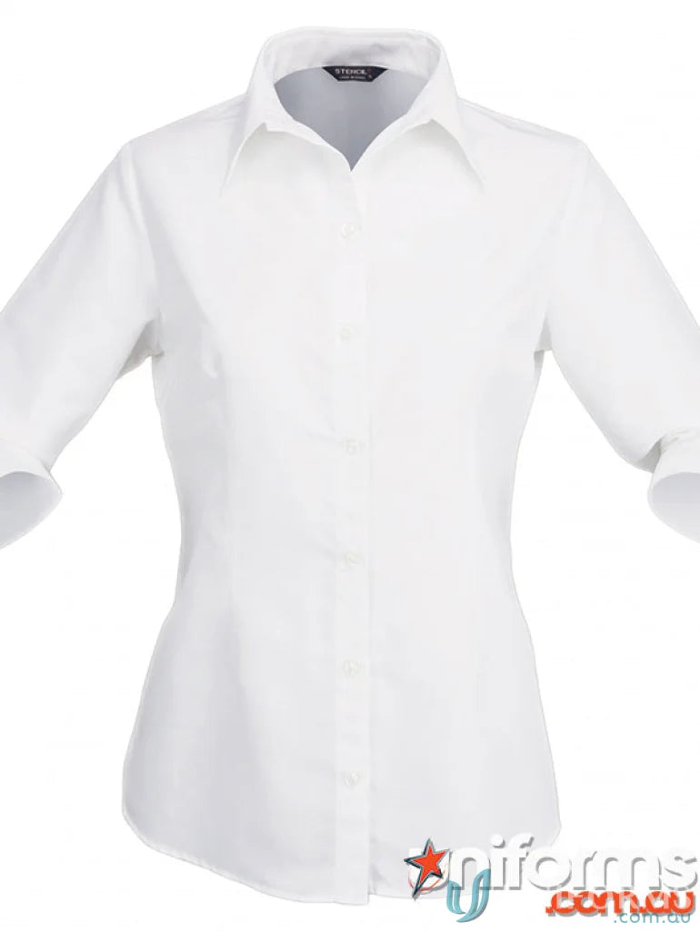 White button-down shirt for ladies workwear or uniforms from Candidate Ladies line