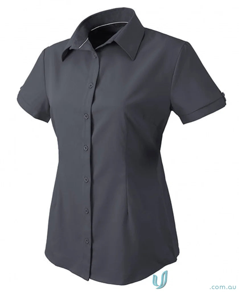 Gray short-sleeved ladies shirt for uniforms and workwear in the Candidate Ladies SS Shirts collection