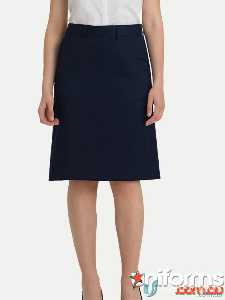 Navy blue Carrie Flexi Waist ALine Skirt showing its stylish aline skirt features