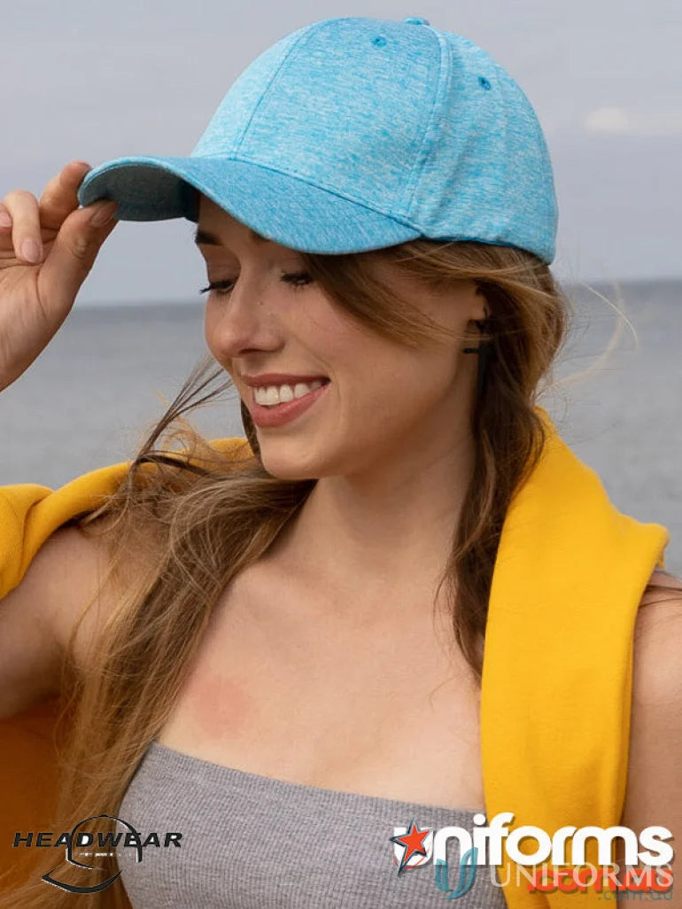 Blue Heathered Cationic Sports Jersey Cap with Curved Brim for uniforms and workwear