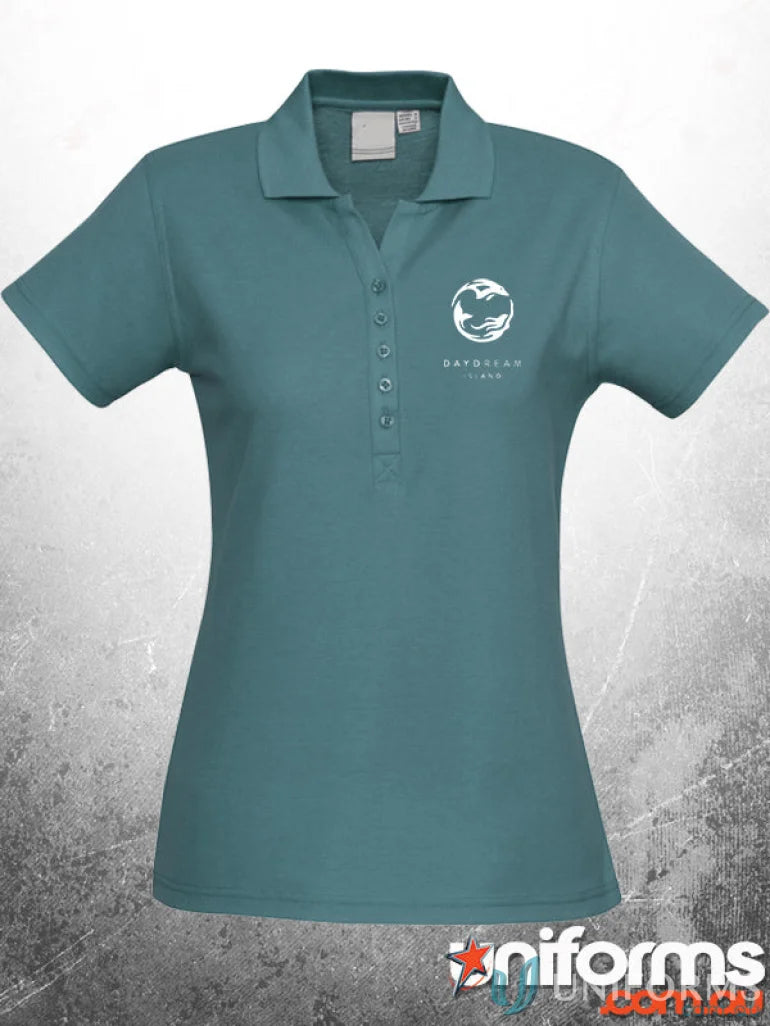 Teal polo shirt from CENTRAL Ladies work uniforms, perfect for uniforms and workwear