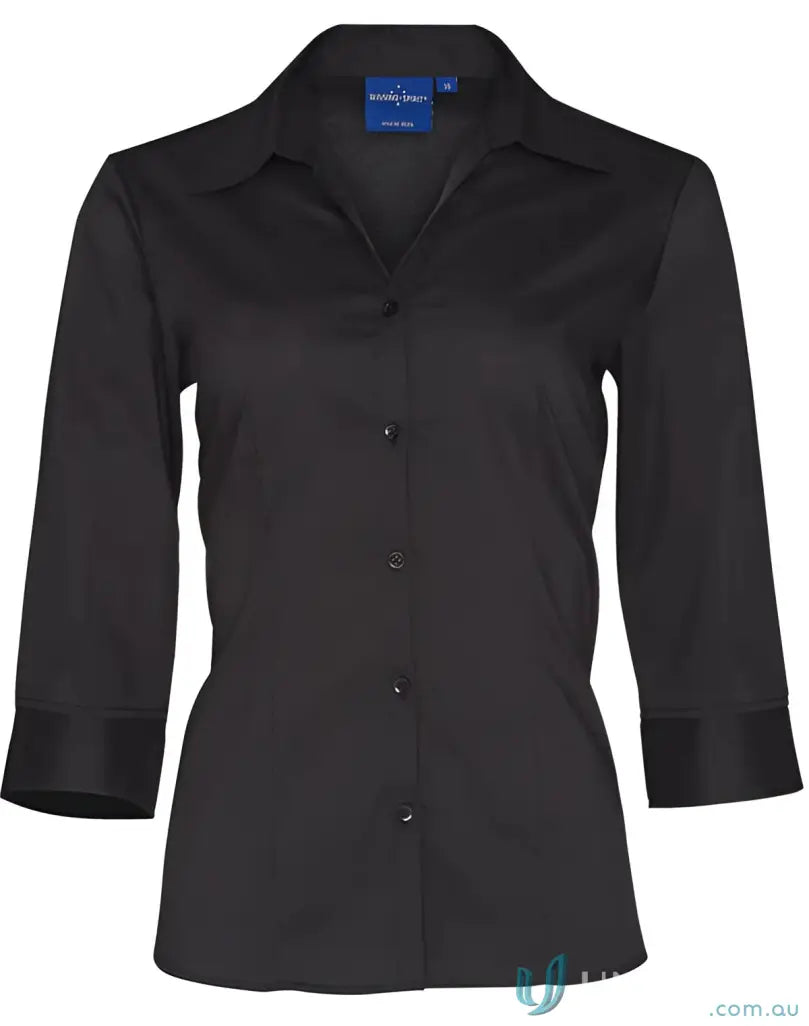 Black ladies 3q shirt from CGS EMB for stylish, comfy wear