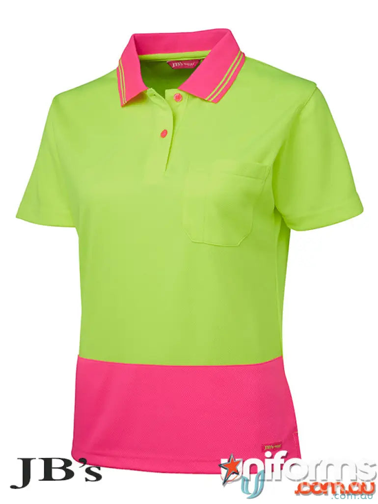 Two-tone neon polo shirt made with quick-drying fabric for uniforms and workwear