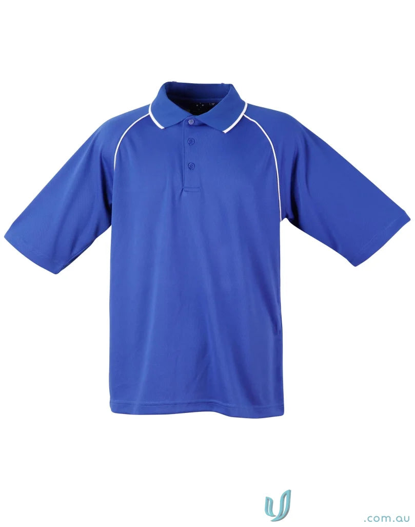 Blue Champion Raglan Polo shirt with white trim showcasing champion cooldry raglan style
