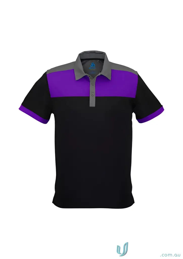 Charger Polo P500MS in black, purple, and gray, perfect for charger short sleeve style