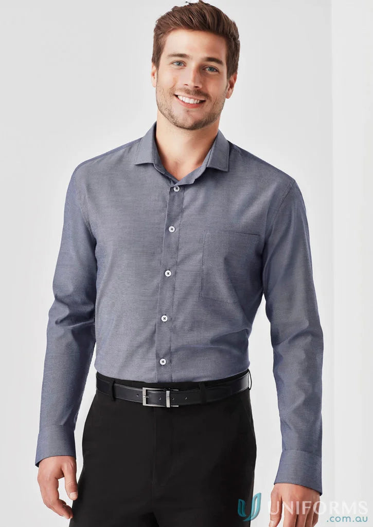 Man in gray Charlie Classic Fit LS Shirt wearing RS968ML Mechanical Stretch versatile shirt combine