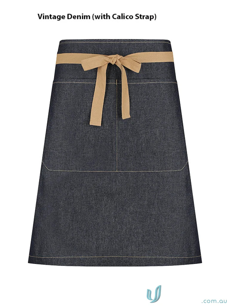 Charlie Waist Apron with cotton denim waist straps and calico detail