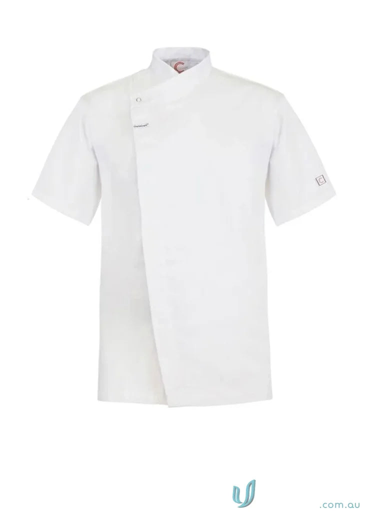 White short-sleeved Chef SS Tunic with Concealed Press Studs for staying cool in the kitchen
