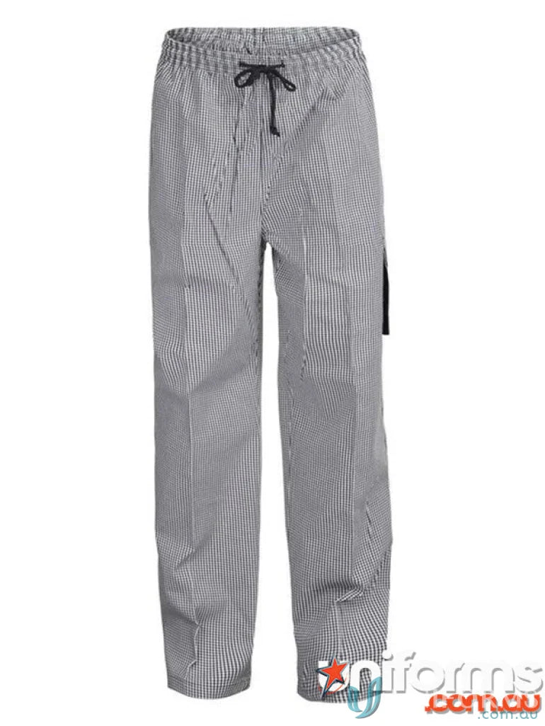Chefs Check Cargo Pant with contrast gusset, comfy checkered chef pants for cooking tasks