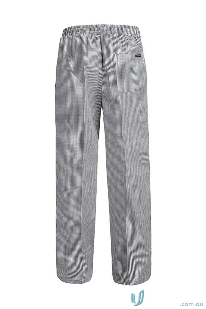 Gray and white checkered chefs elastic waist check pant perfect for workcraft chefs elastic use