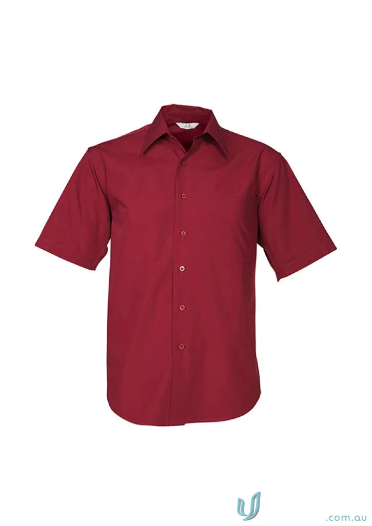 Maroon Chelsea SS Shirt in metro short sleeve tapered fit poplin blend tee style