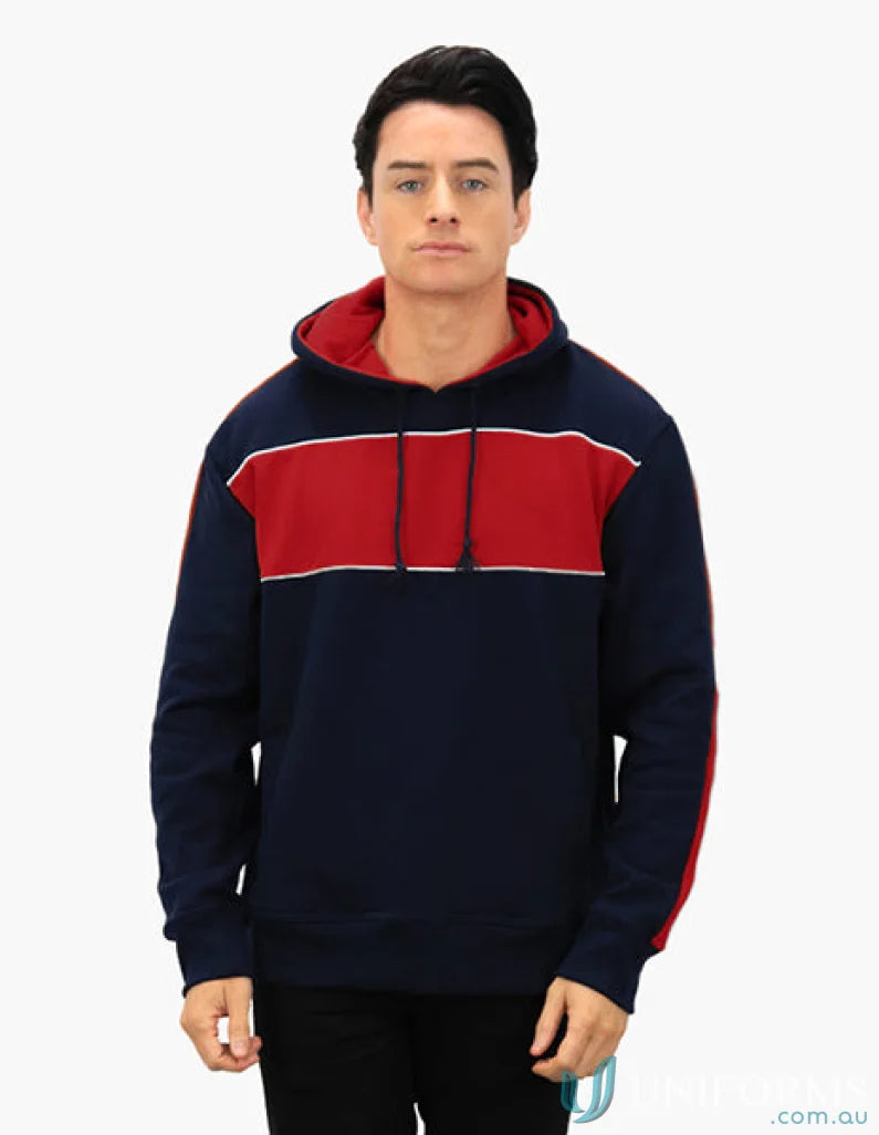 Man wearing Chesty Hoodie with chest panel and anti-pill fleece for uniforms
