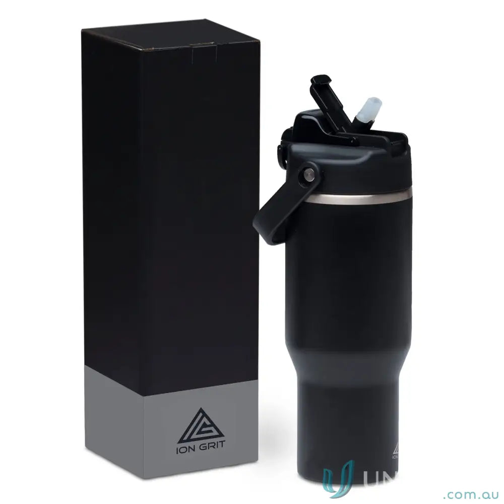 Black stainless steel ChillGuard 1L insulated bottle with double-wall vacuum and matt black finish