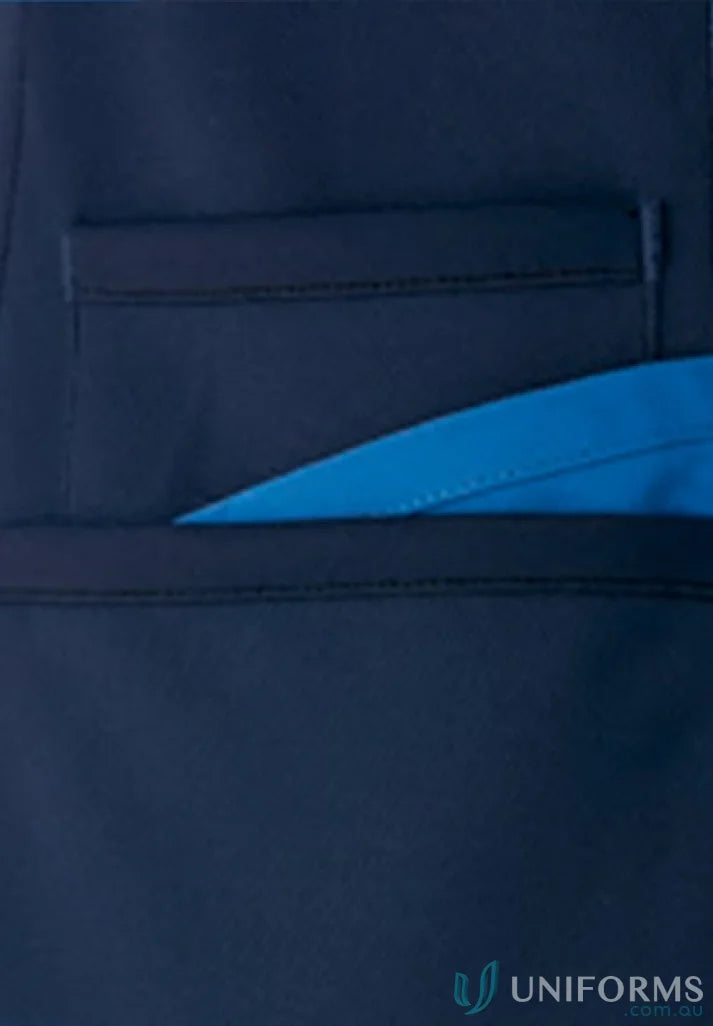 Navy blue pocket on City Active Healthcare Top with blue fabric peek for workwear uniforms