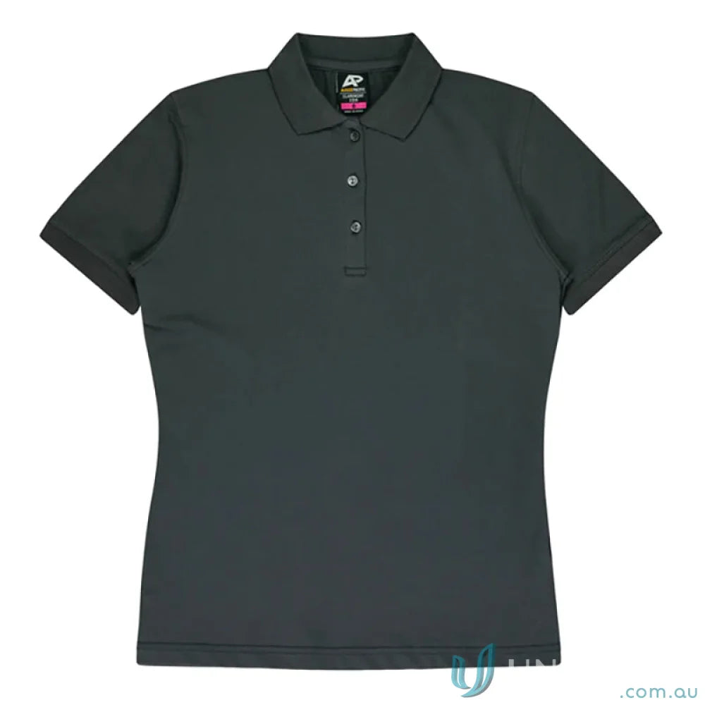 Dark gray Claremont Lady Polo with knitted collar, perfect for uniforms and workwear