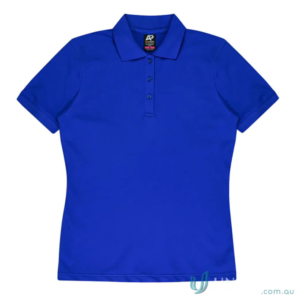 Royal blue Claremont Lady Polo with knitted collar, perfect for uniforms and workwear