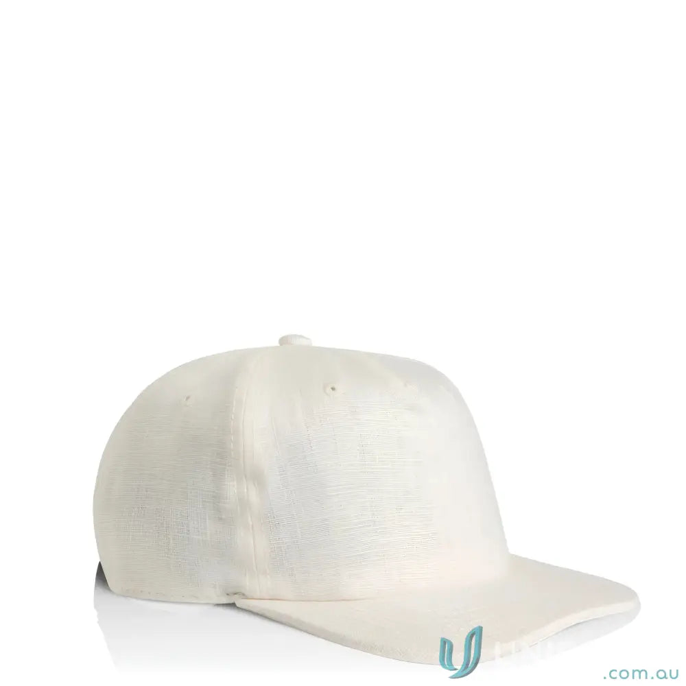 Cream-colored Class Linen Cap with adjustable fastener and tonal under-peak lining