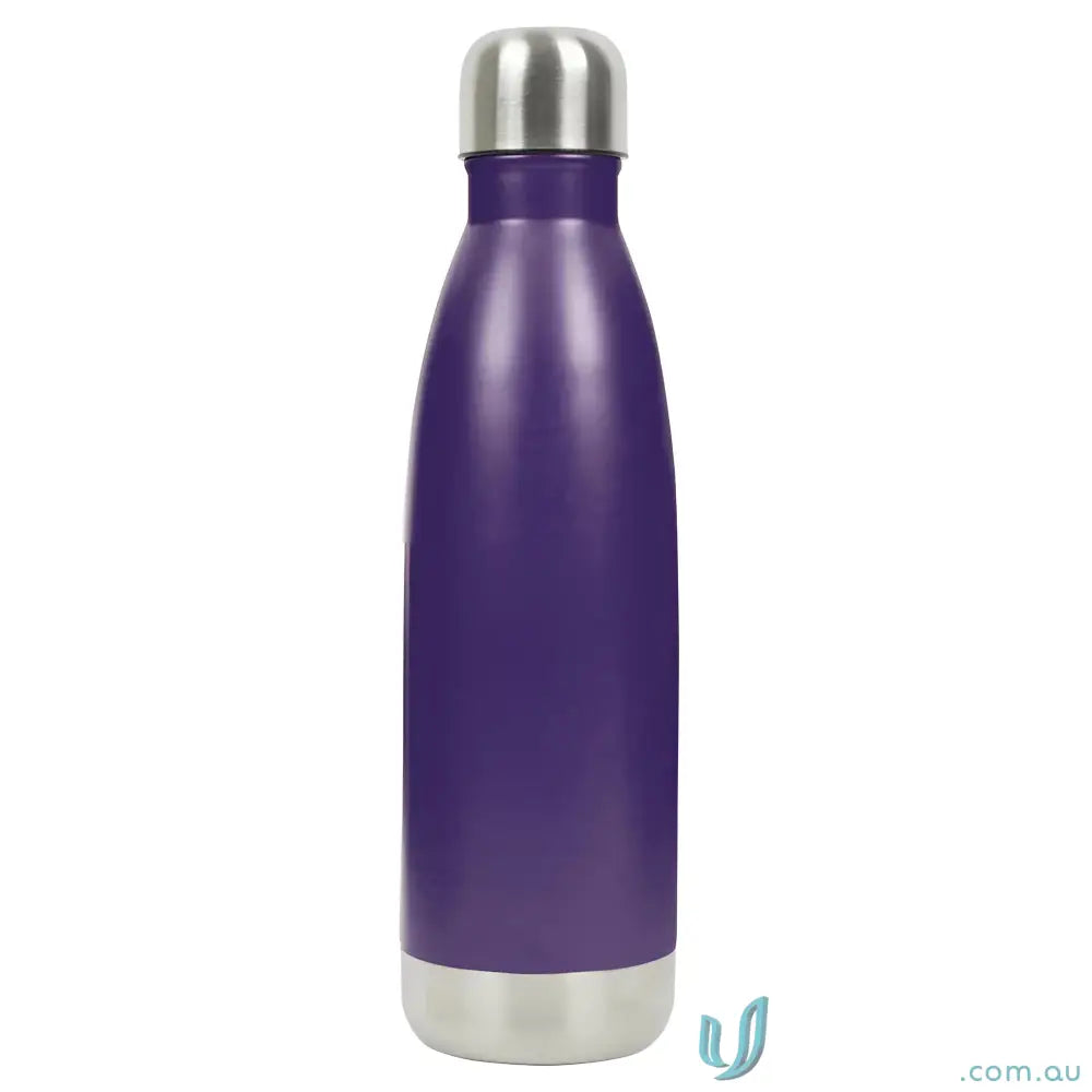 Purple stainless steel vacuum insulated drinks bottle, double-walled stainless steel design