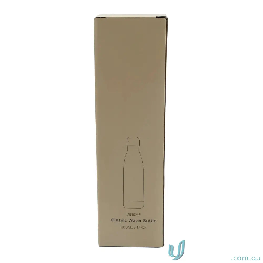 Cardboard box holding a Classic Insulated Stainless Steel Water Bottle 500ml