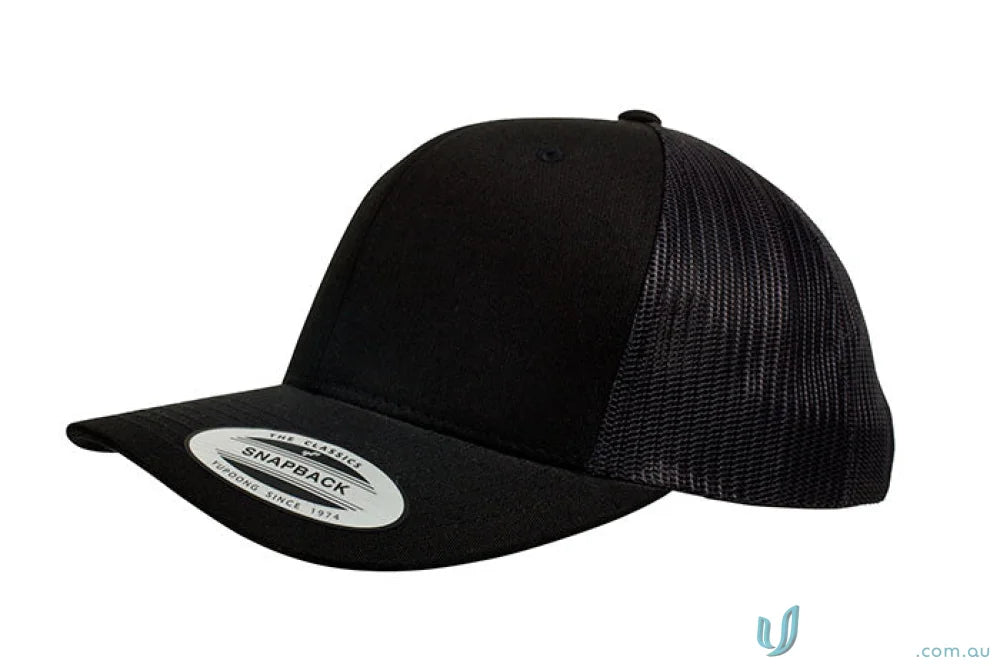 Black trucker hat from Classic Retro Wade Trucker Cap, perfect for uniforms and workwear