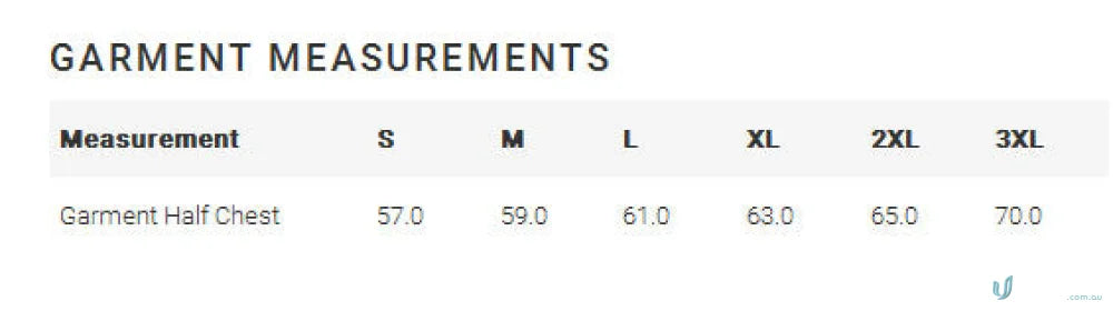 Garment measurement chart for Ladies Oslo Jacket from Biz Collection Ladies to stay warm