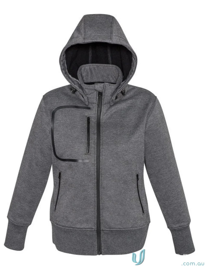 Gray hooded zip-up sweatshirt from Biz Collection Ladies Oslo Jacket for staying warm