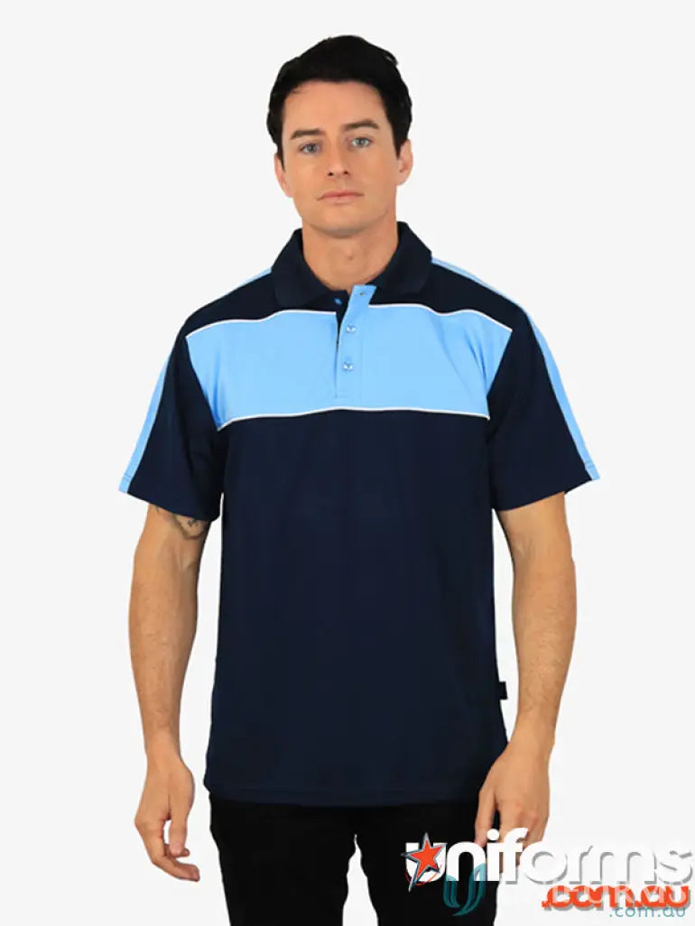 Two-tone Chesty Polo with chest panel, cooldry moisture management tech for comfort