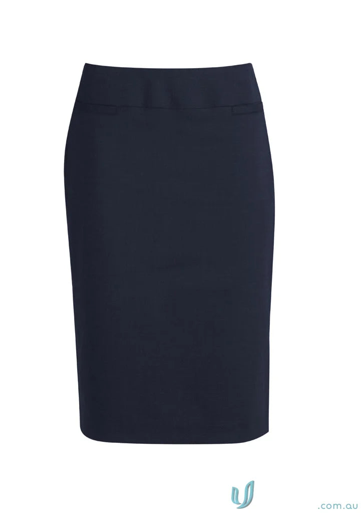 Navy blue knee-length wool relaxed fit skirt from CLEARANCE Comfort Wool Relaxed Fit collection