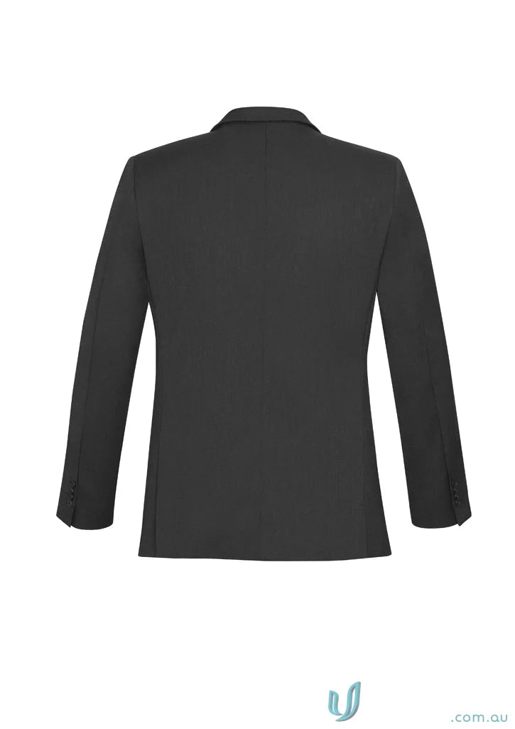 Dark gray men’s slimline jacket made with clearance comfort wool stretch for a sleek look