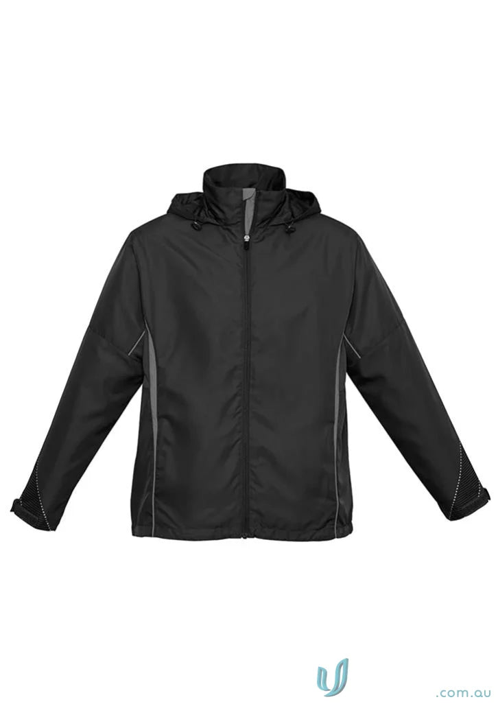 Kids Razor Jacket with black hooded design and diamond mesh lining for style
