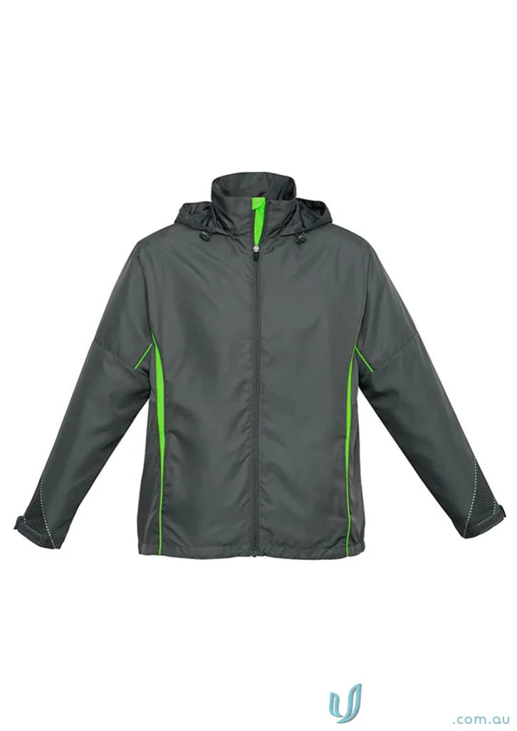 Kids Razor Jacket with diamond mesh lining in gray and green for stylish comfort
