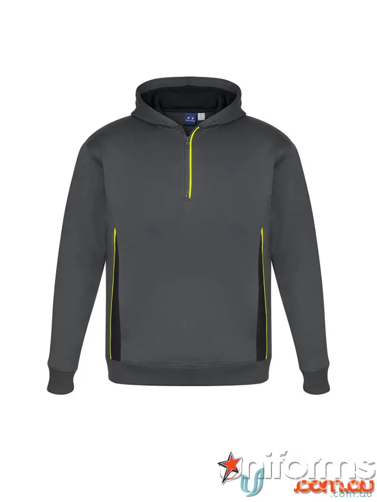 Kids Renegade Hoodie with Gray and Yellow accents and a mesh-lined hood, on clearance
