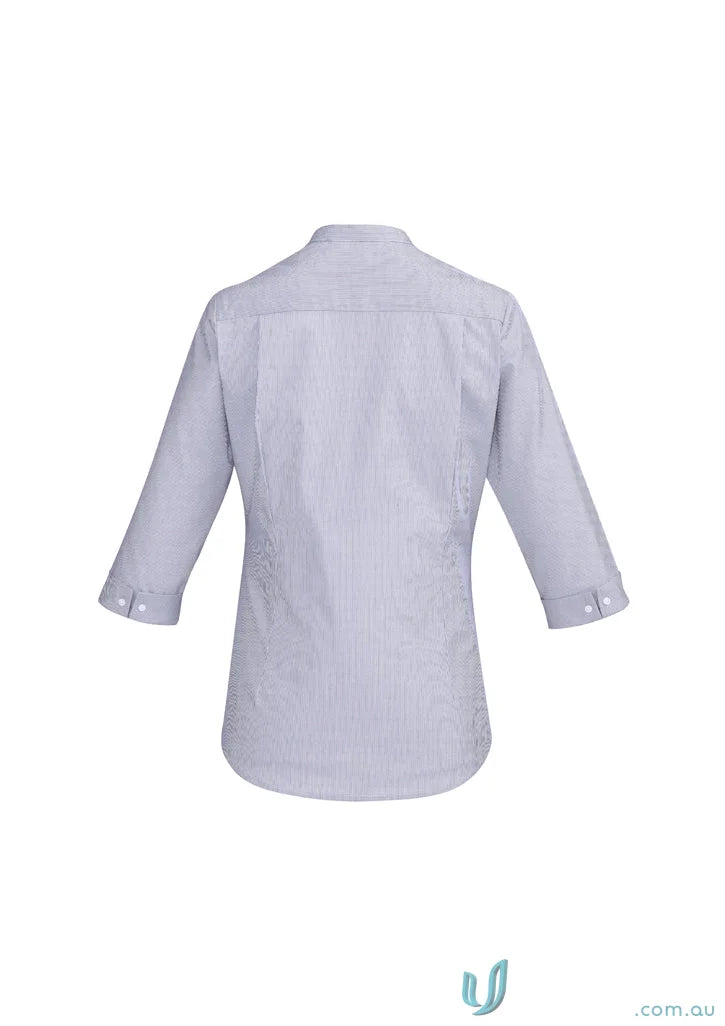 Light blue three-quarter sleeve shirt for work uniforms or workwear from CLEARANCE Ladies Bordeaux collection