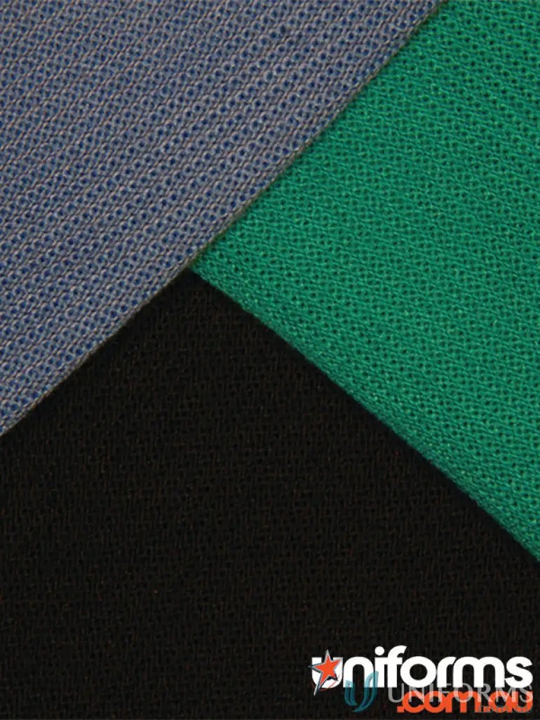 Textured fabric swatches on Solar-Lite Polo made with responsible corn fibre and eco blend