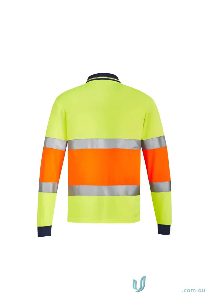 High-vis long-sleeved polo shirt with bio motion taped details from Syzmik unisex collection
