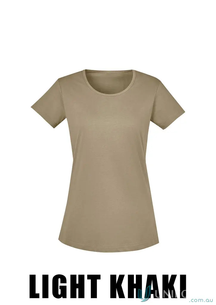 Light khaki streetworx tee shirt with taped shoulder from clearance womens Streetworx