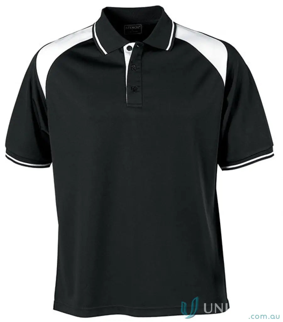 Black polo shirt with white accents from Club Cool Dry Polo, perfect for work uniforms